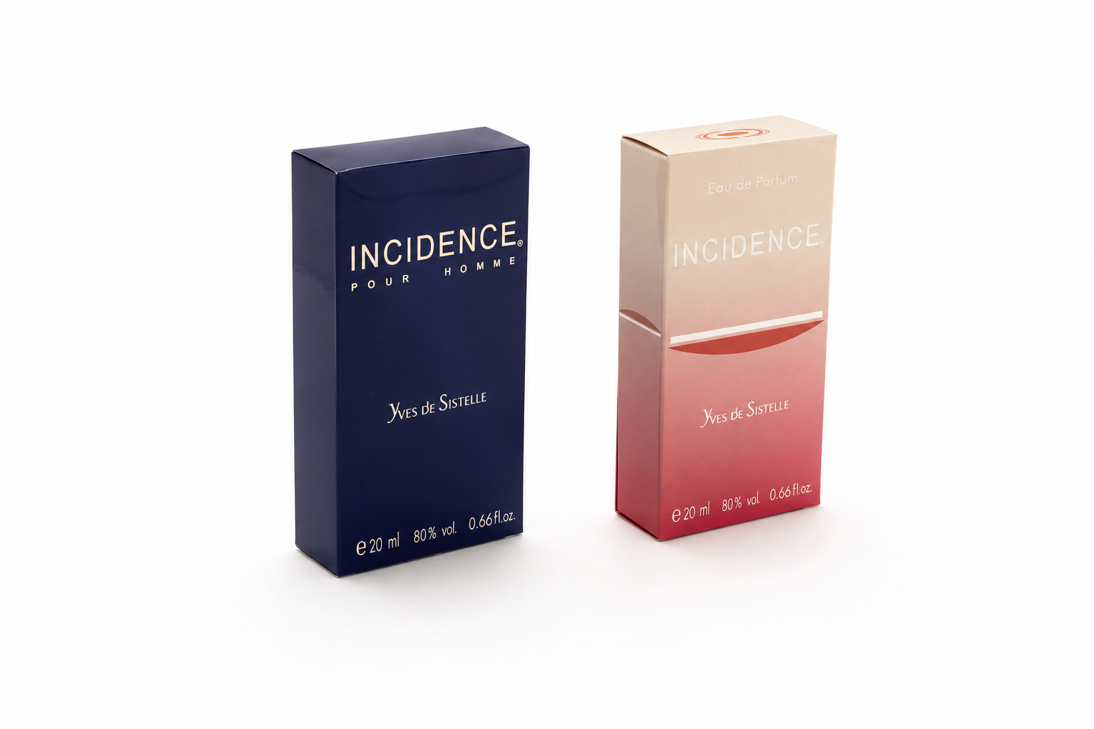 Incidence Pour Homme fragrance cartons, navy and gradient variants